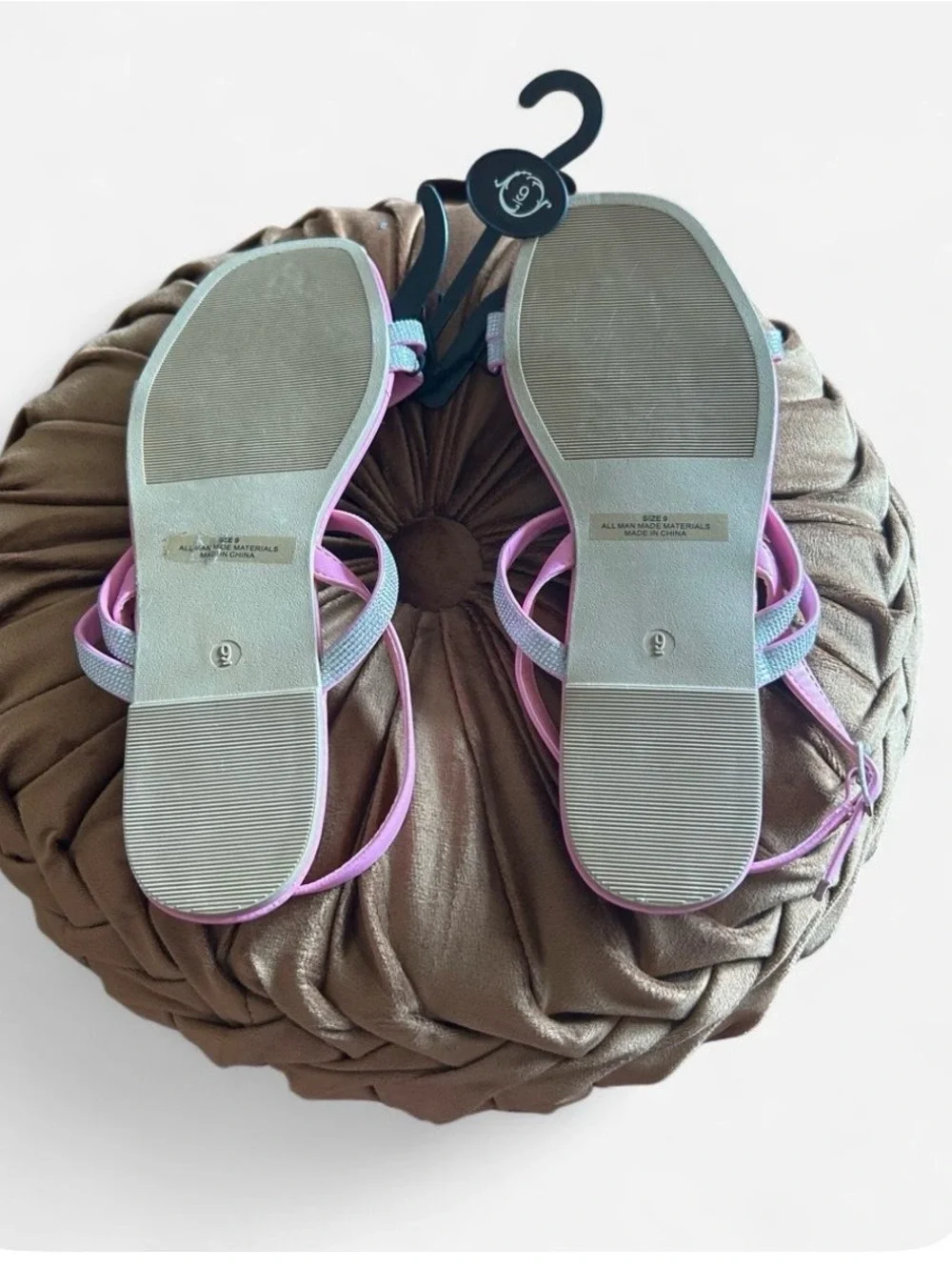 Pink Women's Strappy Sandals with Silver Detail